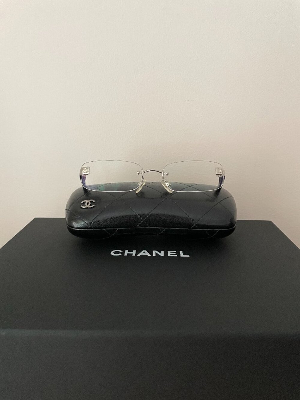 CHANEL Rimless Eyeglasses with Clear Lens